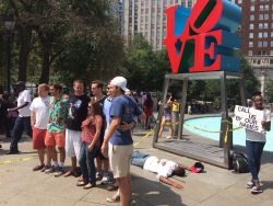 Thebluelip-Blondie:  Ras-Al-Ghul-Is-Dead:  A Silent Protest In Love Park, Downtown