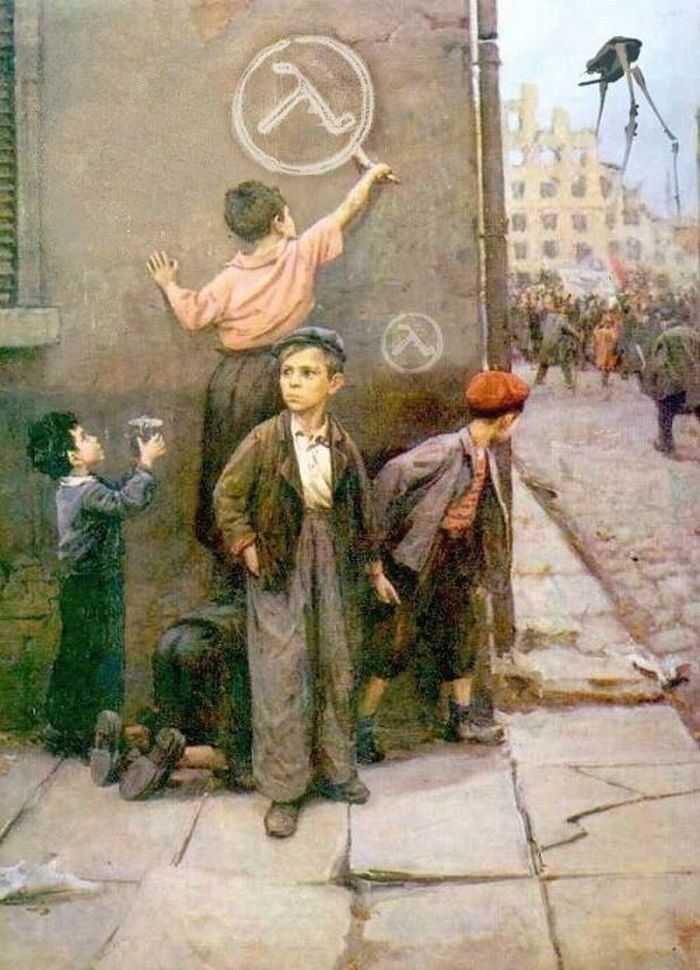 hiddenstash:  classical Russian paintings modified to look like half life art The