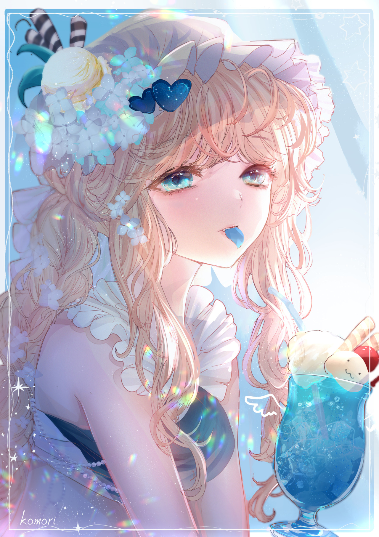 女の子 イラスト 創作 少女 絵 初夏のクリームソーダ姫 Early Summer Cream Soda Princess 女の子 イラスト 創作 少女 絵 初夏のクリームソーダ姫 Early Summer Cream Soda Princess