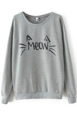 sneakysnorkel:  Inventory is limited, order and get it. Gray Letter Meow Print Long Sleeve Sweatshirt  Round Neck Stripe Trims Letter Print Sweashirt  Stars Print Round Neck Long Sleeve Sweatshirt  Sunflower Embroidered O-neck Pullover Sweatshirt  Crew