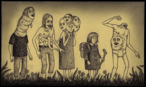 a-polite-fuck-off:  A hand full of Don Kenn’s Amazing art work drawn on post-it notes.