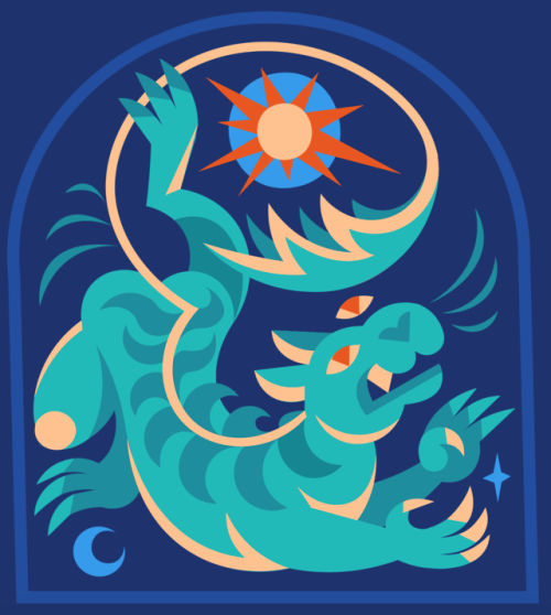 clarawinnie: Happy first day of Leo season! A green lion consuming the sun is a common symbol in med