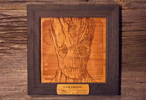 Groot fan art on wood by  Rob Loukotka 