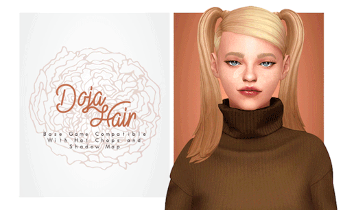 isjao:Doja HairBGC;Comes will all 18 EA hair colors;Hat Compatible;Custom Thumbnail;Dont repost/use 