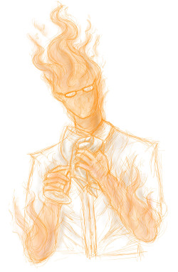 sometimes-i-drawthings:  Is it hot in here or is it just him? … I made one fire joke and now I’m out, this is what I’ve resorted to, if I draw him again, who knows what awful fire-related phrase I’ll come up with?  //this just in, I can’t draw
