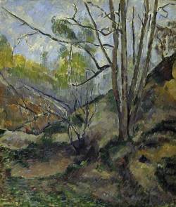 wetreesinart:Paul Cézanne (1839-1906), Undergrowth, 1880c, oil on canvas 55 x 60 cm Fitzwilliam Museum, Cambridge UK                    