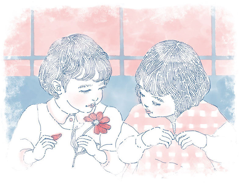 道友社 雑誌「すきっと vol.35」の連載エッセイ「胸の奥にこの花あるかぎり」挿絵
