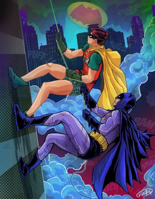 longlivethebat-universe:  Batman ‘66 50th Anniversary by David Velásquez