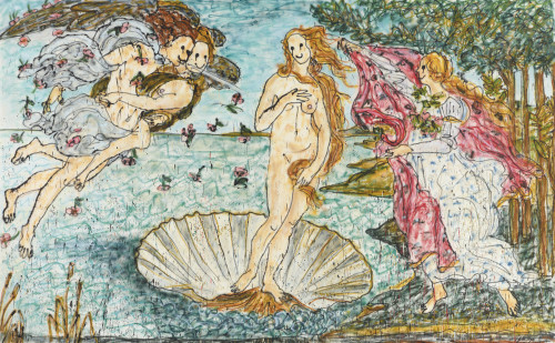 Madsaki (Japanese, b. 1974), Birth of Venus II, 2018. Acrylic paint, aerosol on canvas, 172.5 x 278.