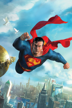 super-hero-center:  Superman Over Metropolis