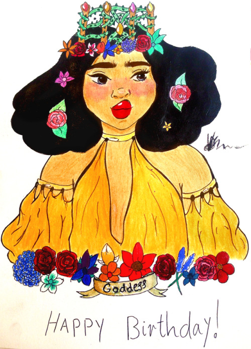 silkysatinrose: @yassminesHappy Birthday sis!!! i did this art work of you as a sort of Goddess of L