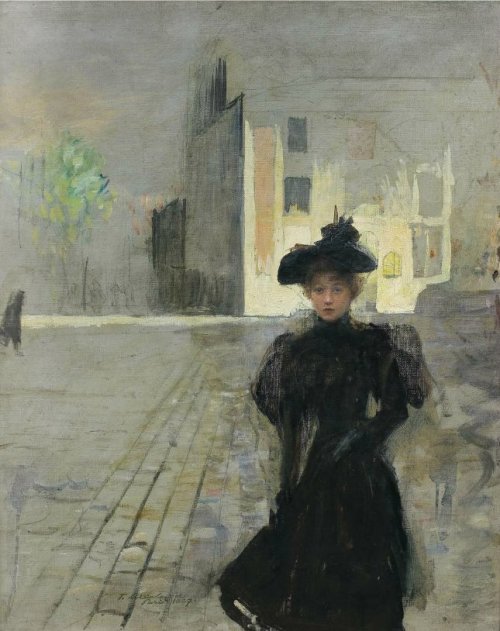 Seule à Paris (Alone in Paris)  -   Teodor Axentowicz  1887Polish  1859-1938