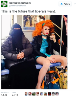 counterpunches:  theroguefeminist:  gentlyepigrams:  blackness-by-your-side: my utopia The drag queen from this photo has spoken up about the photo. I won’t speak for all liberals, but I’d like to see a future where it isn’t a big deal for a woman