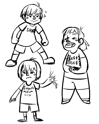 whosplayerthree: A bunch of test designs for a young korean girl character I need for a handout I&rs