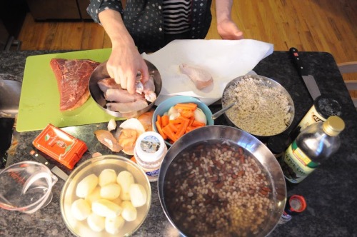 In addition to the hotplate you see, we use a crockpot for the chulent, Home Cooking