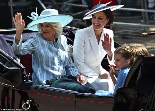 The Duchess of Cornwall, The Duchess of Cambridge, Princess Charlotte, Prince George and Prince Loui