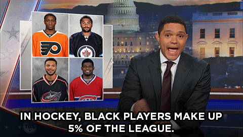 thedailyshow:Hockey has more black support than Donald Trump.