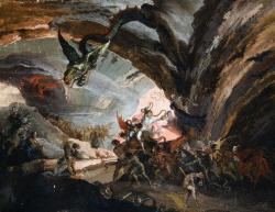 ritualcircle:  Giuseppe Bernardino Bison - Pluto and Harlequin in Hell (1820-40)