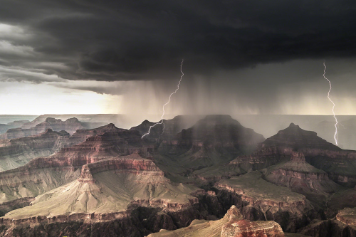 nubbsgalore:lightning strikes the grand canyon. (photos by x, x, x, x, x, x, x)