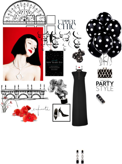 New Years Eve Party Style by notfromthisage featuring Riedel ❤ liked on PolyvoreValentino ball gown 