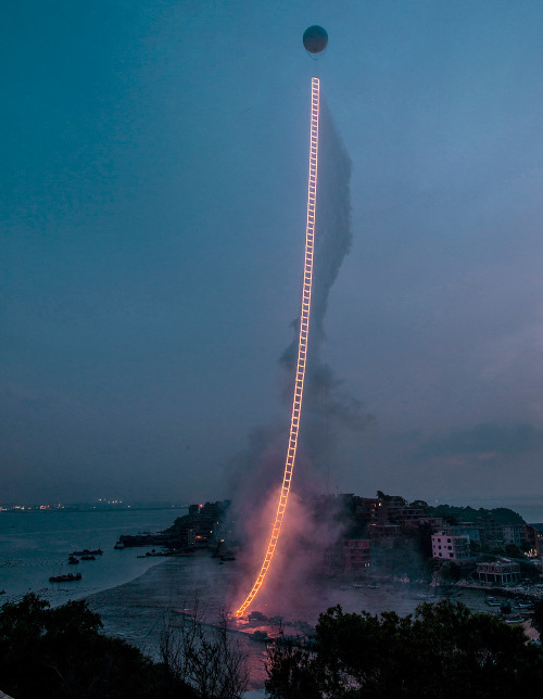 a-r-t-history: Cai Guo-Qiang, Sky Ladder, Huiyu Island Harbour, Quanzhou, Fujian, June 15, 2015 at 4