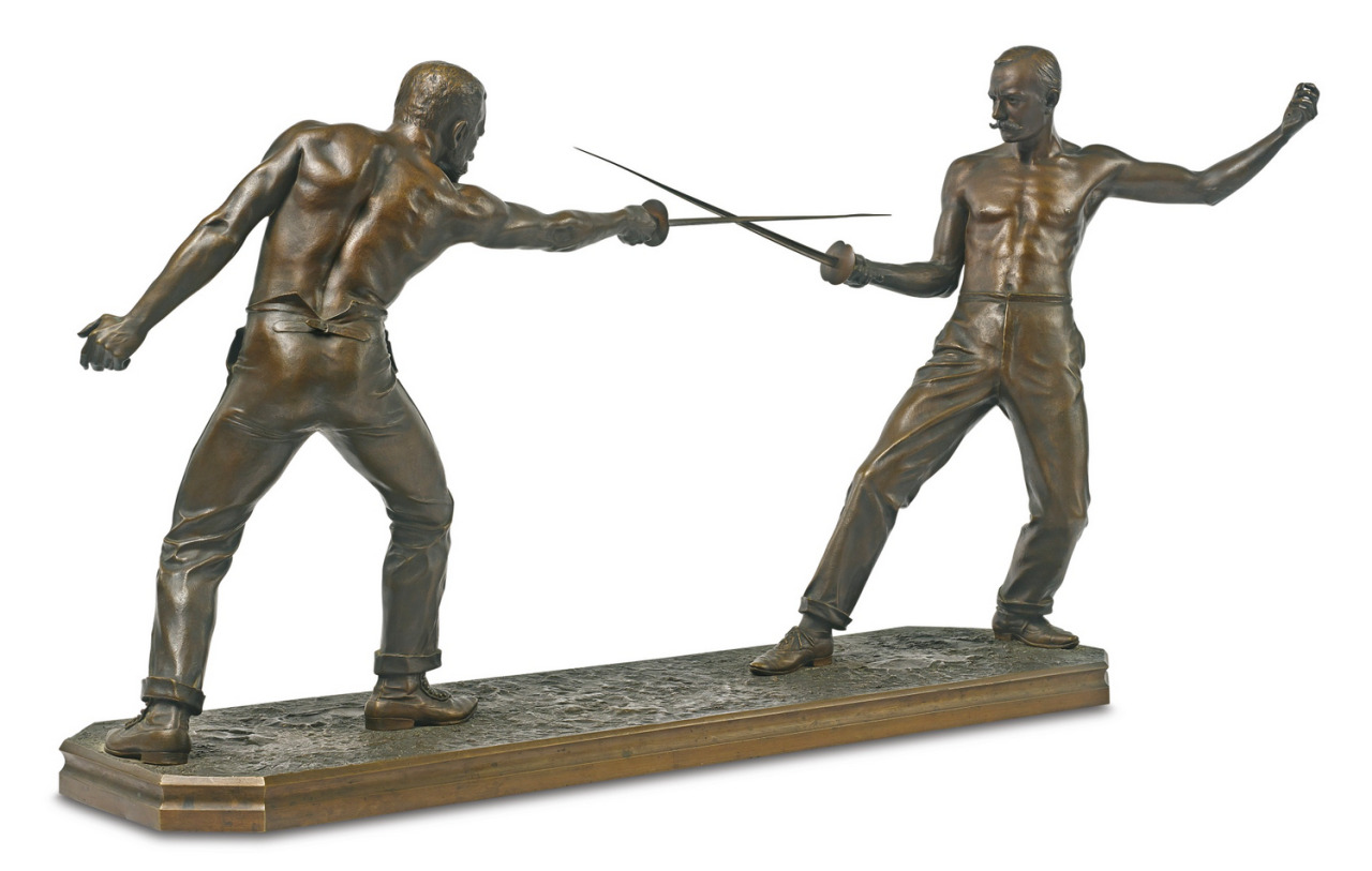 beardbriarandrose:  Nicolas Mayer French, Le Duel, 1887, bronze with brown patina