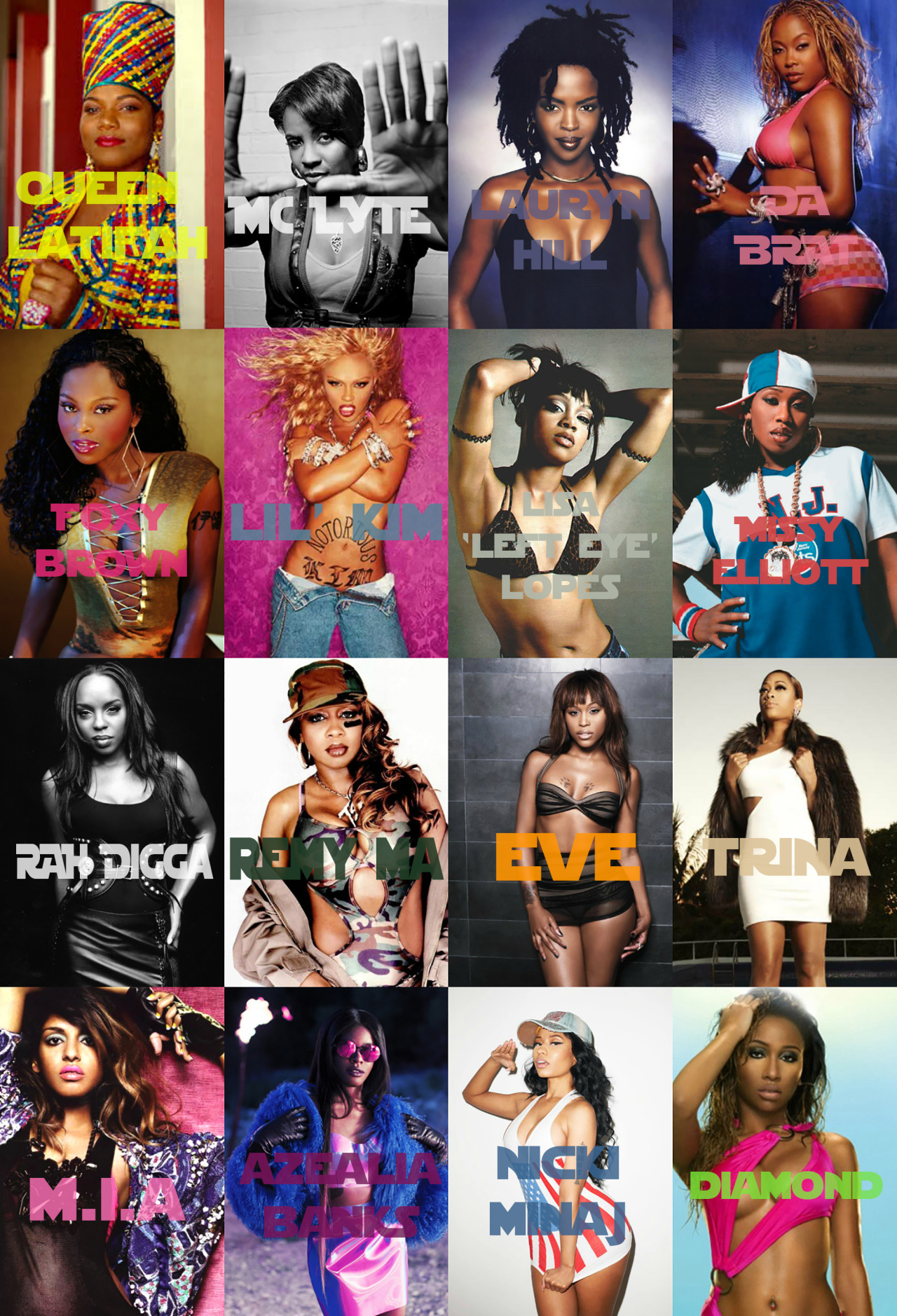 thaunderground:  cyberbandit-jpg:Female Rappers, again. (I’m sorry about the last