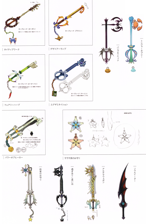 as-warm-as-choco:Key-blades’ designs from “Kingdom Hearts Series Memorial Ultimania&rdqu