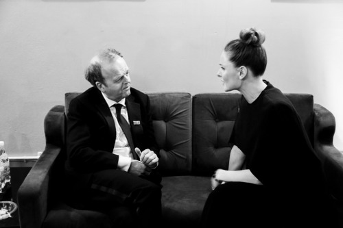 rebeccalouisaferguson:Rebecca Ferguson and Toby Jones behind the scenes at EE British Academy Film A