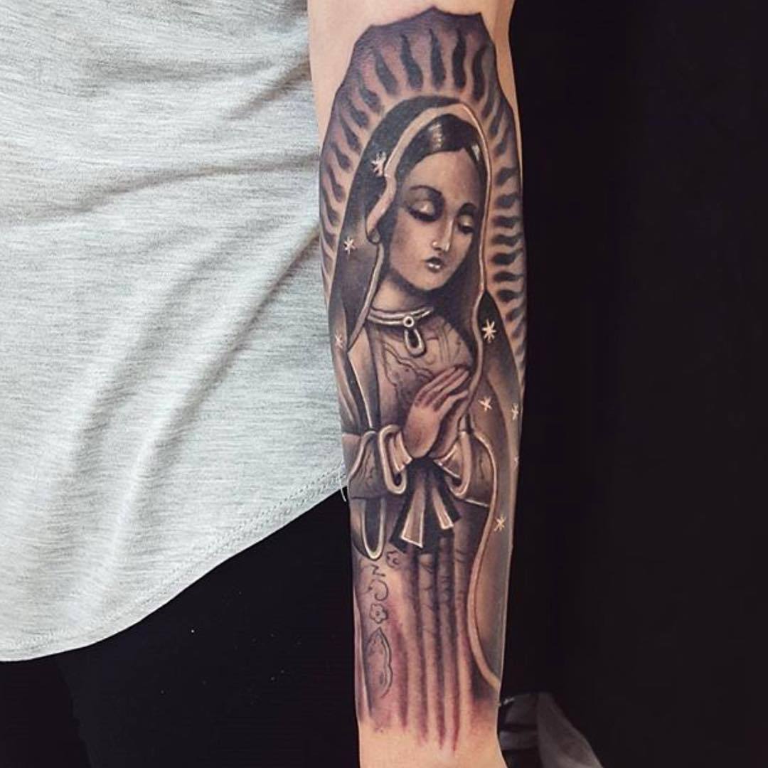 Our Lady of Guadalupe Sticker by edwin rivera  Dark tattoo Serpent tattoo  Bull art