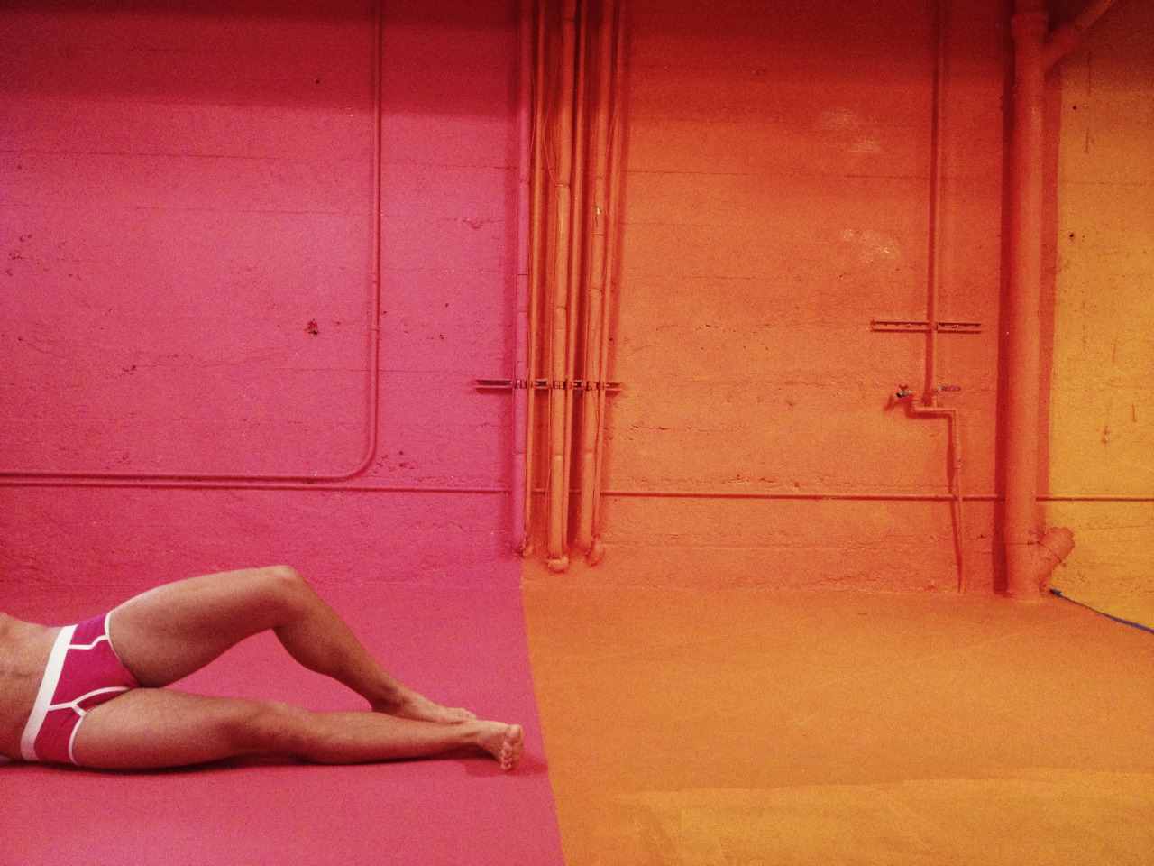 lukeaustinyeah: me. pink orange yellow 