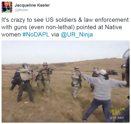 kinghispaniola:thingstolovefor:Militarized Police and National Guard Attack #NoDAPL Protest Camp If 