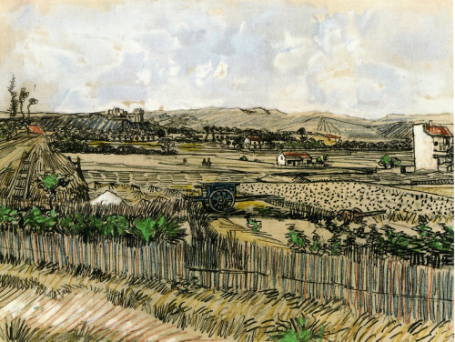 vincentvangogh-art:  Harvest in Provence, at the Left Montmajour, 1888 Vincent van Gogh