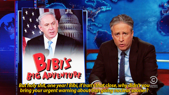 sandandglass:TDS, March 3, 2015Jon Stewart looks at Netanyahu’s predictions for a nuclear weapon in 