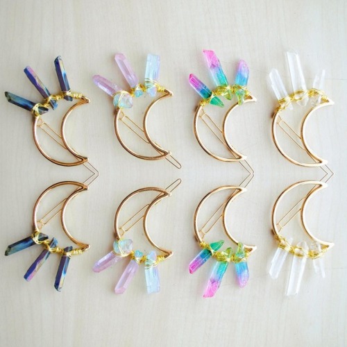 XXX sosuperawesome: Crystal Moon Hair Clips  photo