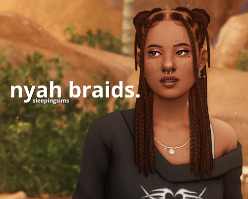 sleepingsims:nyah braids. finally fixed my relationship with blender’s curve tool! a simple half-up 