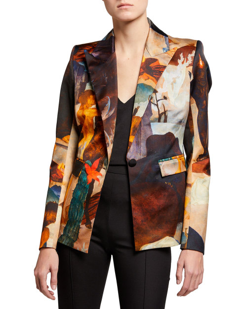 Who: Melora Hardin as Jacqueline CarlyleWhat: UNTTLD Eon Printed Cotton-Blend Blazer - $888.75 (Extr