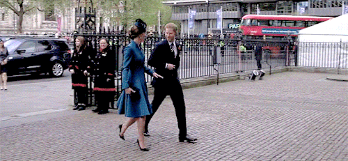 theroyalsandi: The Duchess of Cambridge and The Duke of Sussex arrives to attends The Anzac Day Serv