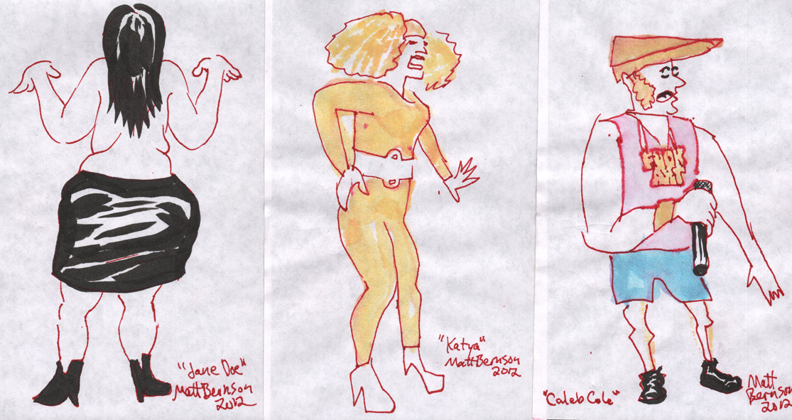 Here&rsquo;s three more of the drawings that I did at the Buttcracker.  Jane