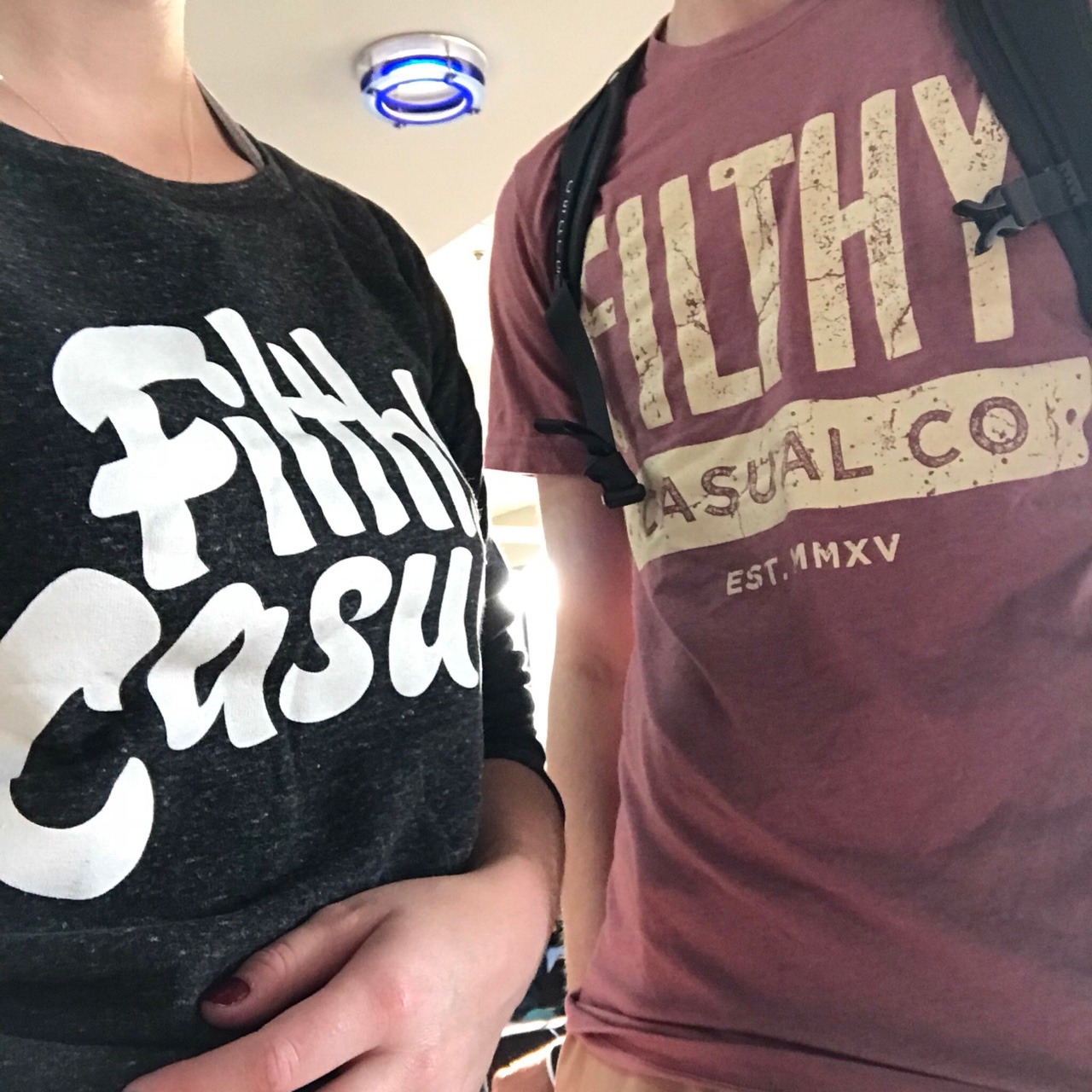 My boyfriend and I didn’t discuss our outfits to the airport and both ended up