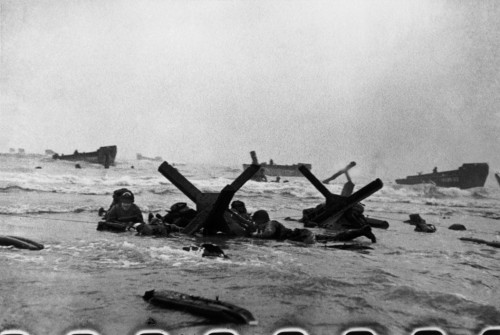 FRANCE. Off the coast of Normandy. June 6th, 1944. American troops transfer from troop ships to land