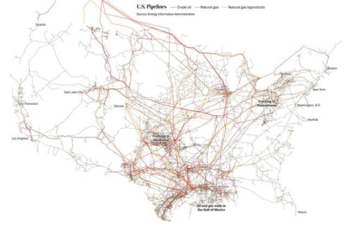 mapsontheweb: Map of US Pipelines.