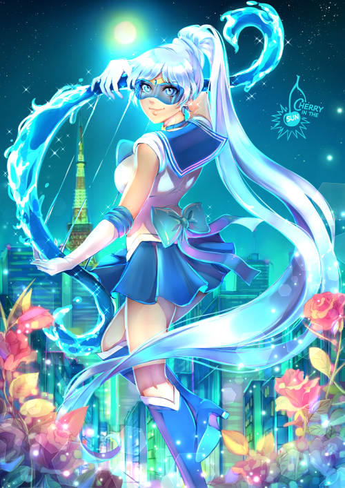 cherryinthesun:Weiss in Sailor Mercury outfit! <3 Another RWBY x SailorMoon crossover picture! Ap