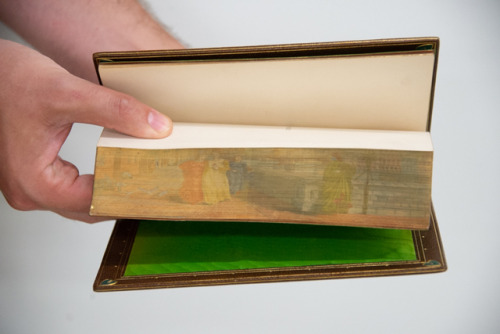 Did you know some books contain hidden images? Fore-edge painting, or decorating the closed leaves o