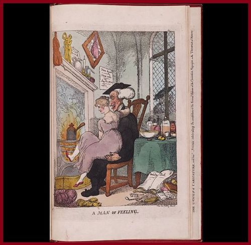 “A Man of Feeling” by Woodward (1760-1809) & Rowlandson (1756-1827) from The Caricat