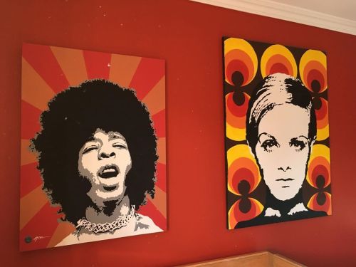 Sly and Twiggy.Twiggy painted by @rmirehsanSly by myself.#slystone #twiggy #popart #painting #