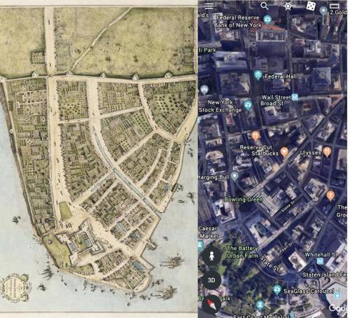 mapsontheweb:New Amsterdam’s streets are nearly the same after 400 years.