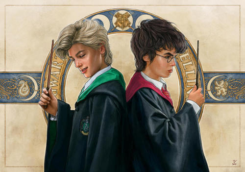 Harry Potter and Draco Malfoy - the chamber of secrets fanart by Vladislav Pantic