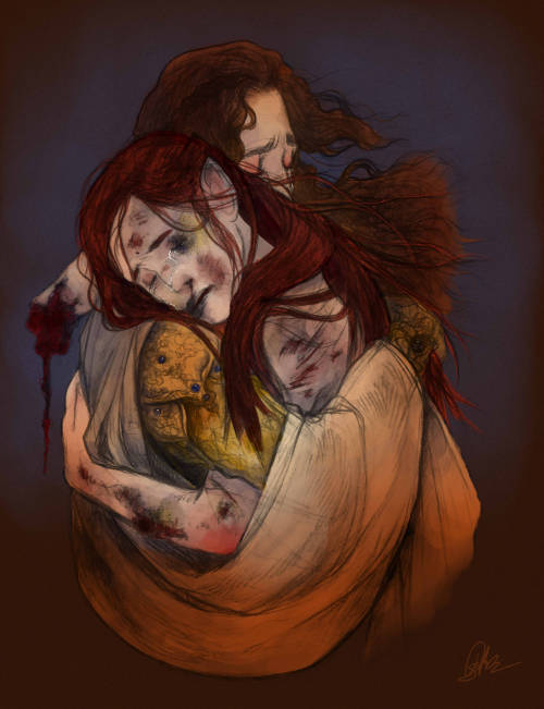 scorpionhoney: Fingon Embracing Maedhros  Cousins embrace when Fingon rescues Maedhros from Tha