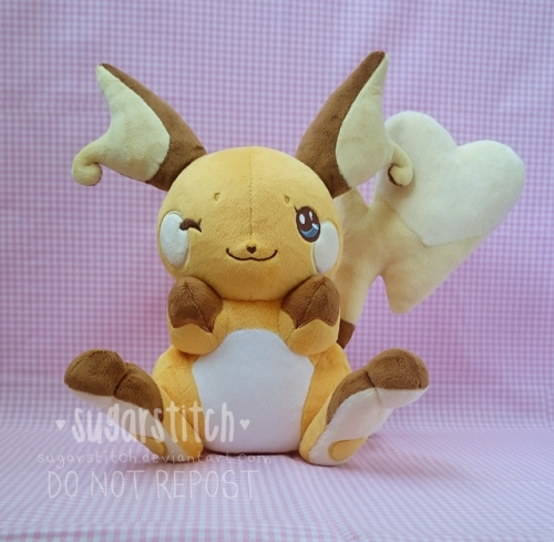 sugarstitchplush:Sweet Raichu custom art plush ♥• • • • • • • • • • • • • • • • • • • • • • • • • • 